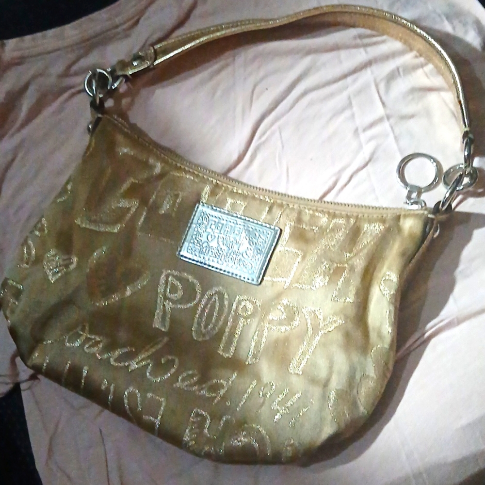 Like new gold & beige Coach Poppy purse